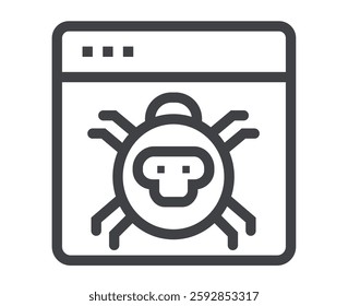 Internet cyber security isolated line web icon. Vector flat graphic design cartoon