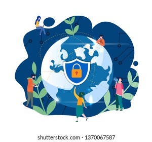 Internet data security, data protection safety confidentiality digital technology, access control vector illustration for web, presentation, app...   information protection, Lock info.