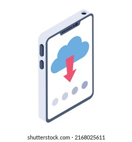 Internet data storage, isometric icon of cloud downloading 

