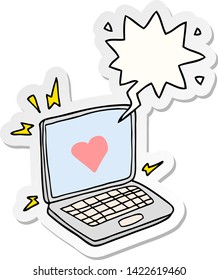 internet dating cartoon  with speech bubble sticker