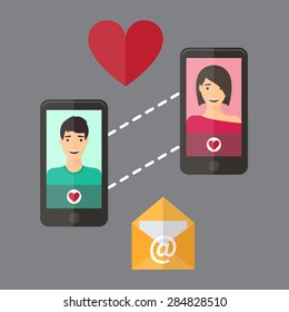 Internet dating online flirt and relation. Mobile service, application.