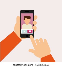 Internet dating online flirt. Vector flat illustration.