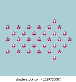 Internet design concept. teamwork. Isolated on blue background.