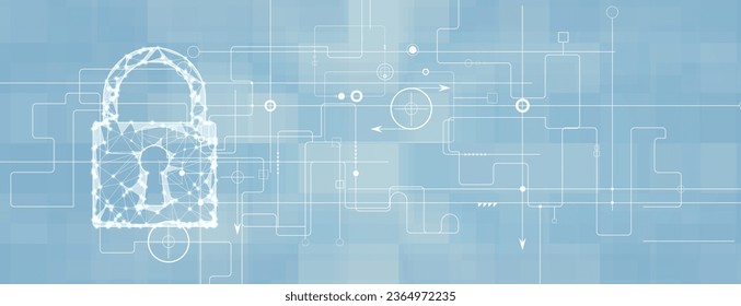 internet digital cyber security technology concept for business background. Lock on circuit board