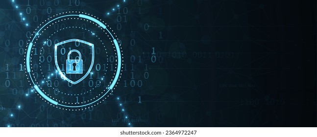 internet digital cyber security technology concept for business background. Lock on circuit board