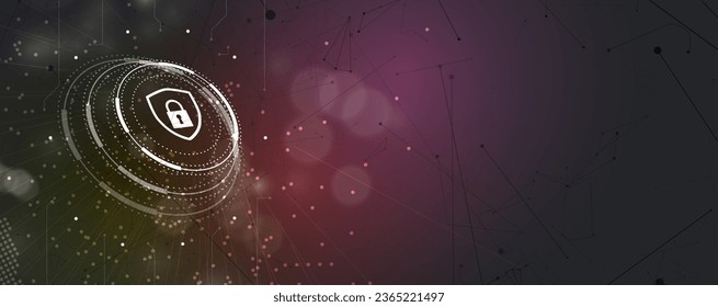 internet digital cyber security technology concept for business background. Lock on circuit board