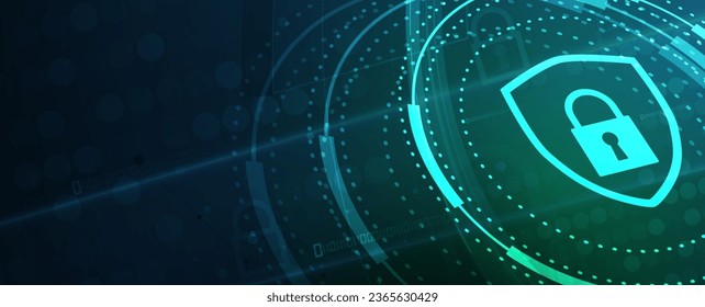 internet digital Cyber security technology concept for business background. Lock on circuit board