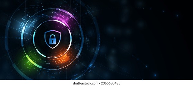 internet digital Cyber security technology concept for business background. Lock on circuit board