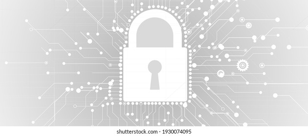 internet digital security technology concept for business background. Lock on circuit board