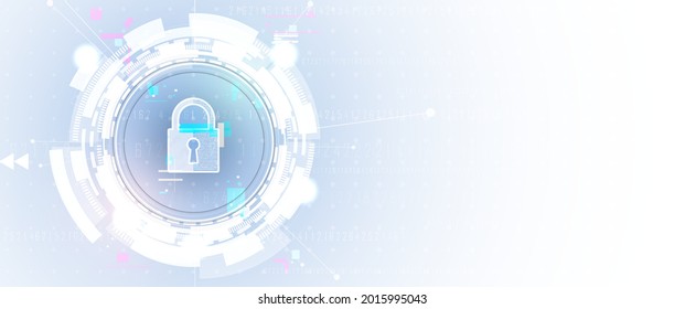 internet digital security technology concept for business background. Lock on circuit board