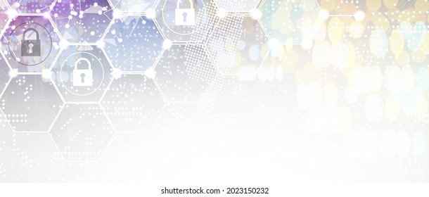 internet digital security technology concept for business background. Lock on circuit board