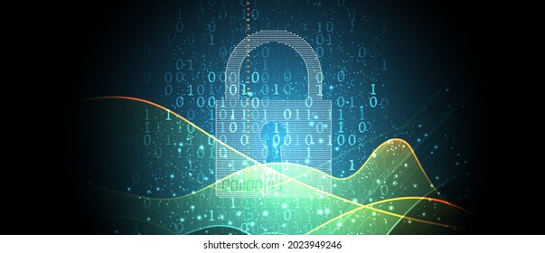 internet digital security technology concept for business background. Lock on circuit board