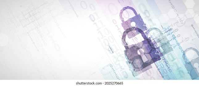 internet digital security technology concept for business background. Lock on circuit board