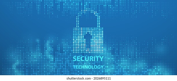 internet digital security technology concept for business background. Lock on circuit board