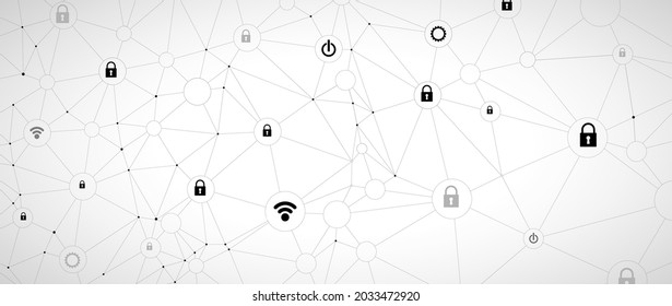 internet digital security technology concept for business background. Lock on circuit board