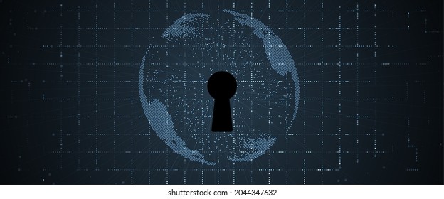 internet digital security technology concept for business background. Lock on circuit board