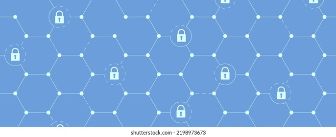 internet digital security technology concept for business background. Lock on circuit board