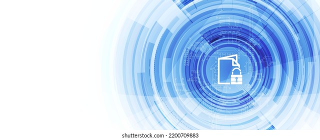 internet digital security technology concept for business background. Lock on circuit board
