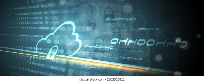 internet digital security technology concept for business background. Lock on circuit board