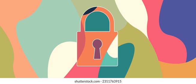 internet digital security technology concept for business background. Lock on circuit board