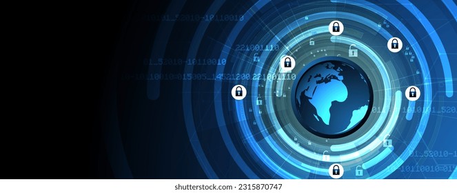 Internet digital security technology concept for business background. Lock on circuit board