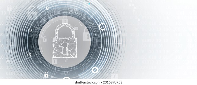 Internet digital security technology concept for business background. Lock on circuit board