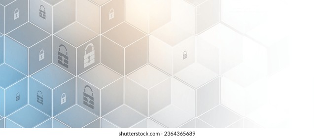 internet digital security technology concept for business background. Lock on circuit board