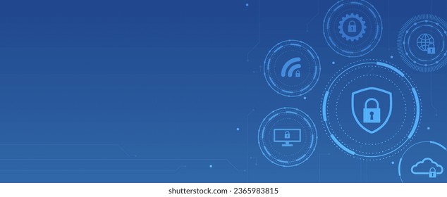 internet digital security technology concept for business background. Lock on circuit board