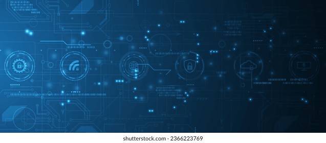 concepto de tecnología de seguridad digital de Internet para los antecedentes empresariales. Bloquear la tarjeta de circuitos