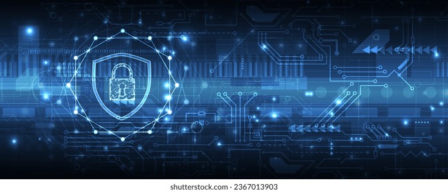 concepto de tecnología de seguridad digital de Internet para los antecedentes empresariales. Bloquear la tarjeta de circuitos