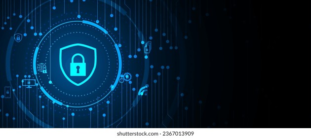 internet digital security technology concept for business background. Lock on circuit board