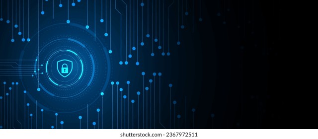 internet digital security technology concept for business background. Lock on circuit board