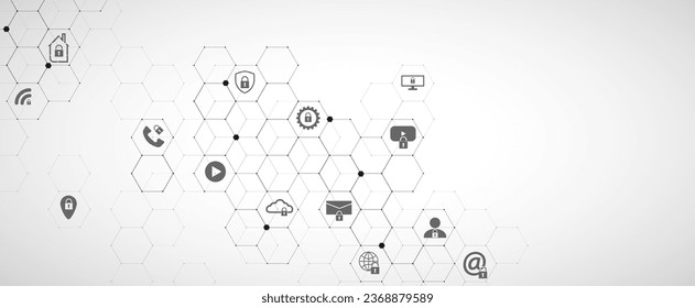 internet digital security technology concept for business background. Lock on circuit board