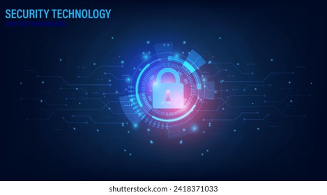 Internet digital security technology concept for business background. Data protection concept design for personal privacy, and cyber security. Shield With Keyhole icon, Vector, and Illustration.
