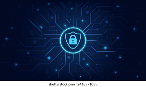 Internet digital security technology concept for business background. Data protection concept design for personal privacy, and cyber security. Shield With Keyhole icon, Vector, and Illustration.