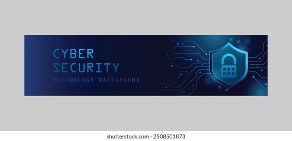 Internet digital security technology horizontal banner template background vector