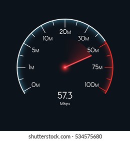 Internet digital speed meter. Vector illustration on red background
