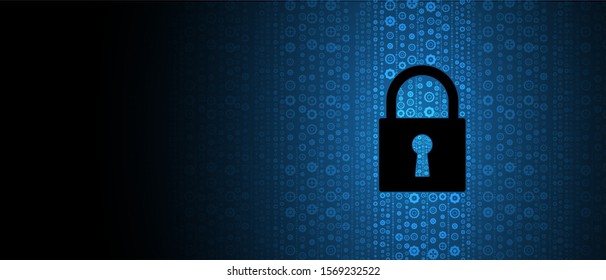 internet digital syber security technology concept for business background. Lock on circuit board