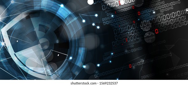 internet digital syber security technology concept for business background. Lock on circuit board