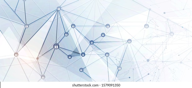 internet digital syber security technology concept for business background. Lock on circuit board