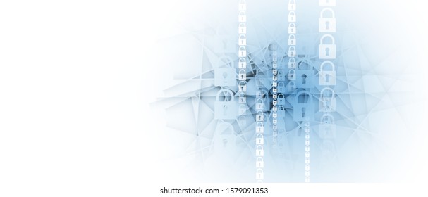 internet digital syber security technology concept for business background. Lock on circuit board
