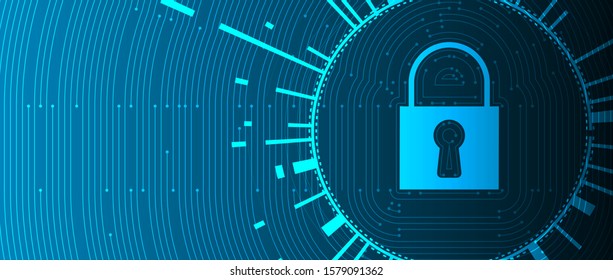 internet digital syber security technology concept for business background. Lock on circuit board