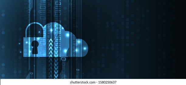 internet digital syber security technology concept for business background. Lock on circuit board