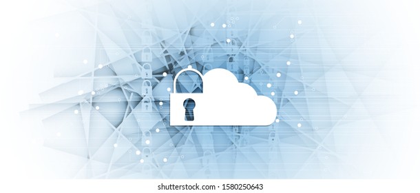 internet digital syber security technology concept for business background. Lock on circuit board