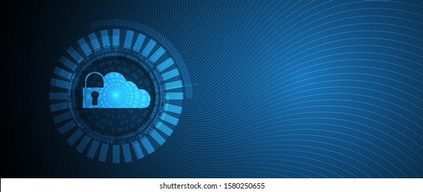 internet digital syber security technology concept for business background. Lock on circuit board