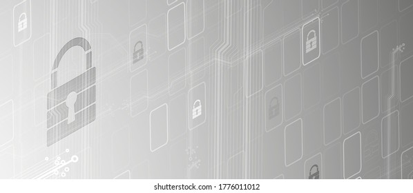 internet digital syber security technology concept for business background. Lock on circuit board