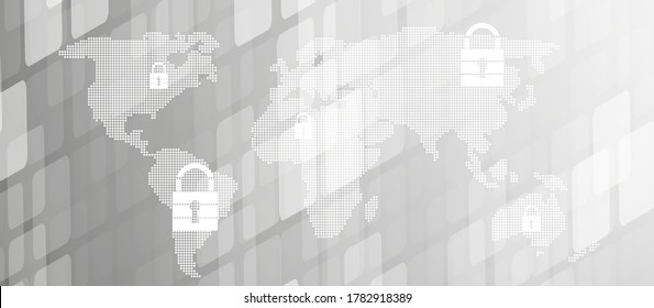internet digital syber security technology concept for business background. Lock on circuit board