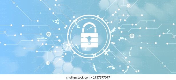 internet digital syber security technology concept for business background. Lock protect your data