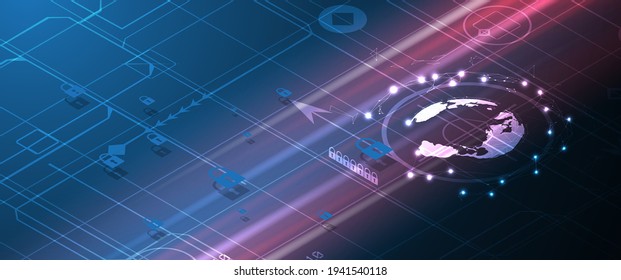 internet digital syber security technology concept for business background. Lock protect your data