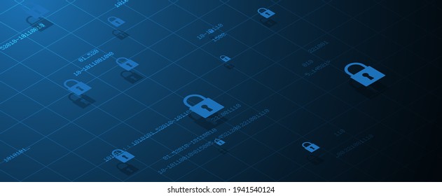 internet digital syber security technology concept for business background. Lock protect your data
